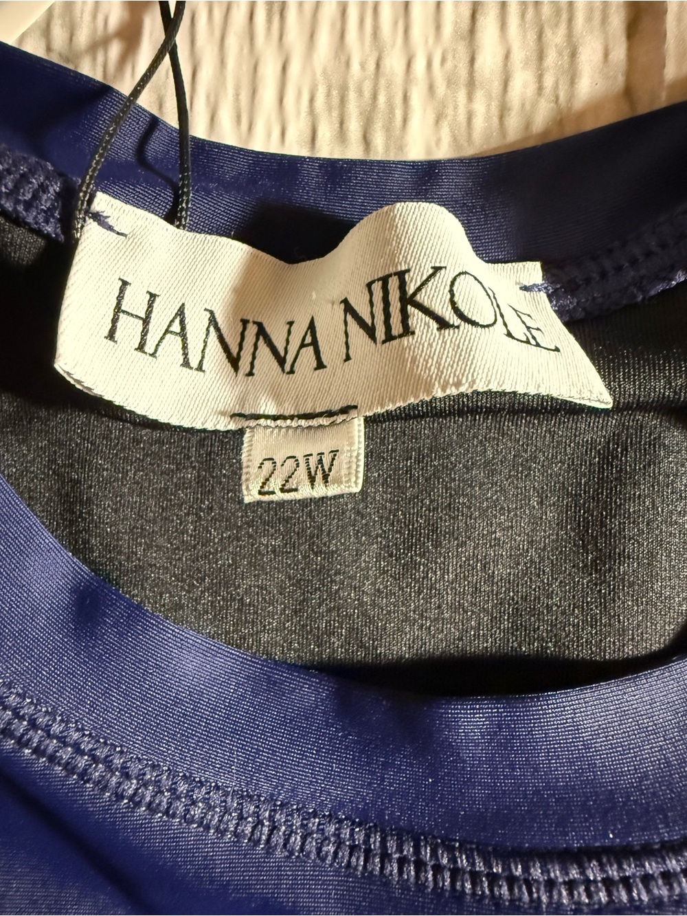 NWT Hanna Nikole Two Piece Womens Swim Set Shirt & Shorts Tropical Navy Blue 22W - Picture 3 of 6